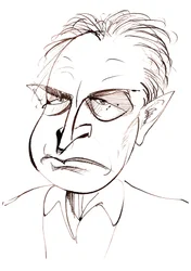 John Banville, romancista irlandês e roteirista; escritor de crime sob o pseudônimo de Benjamin Black; caricatura